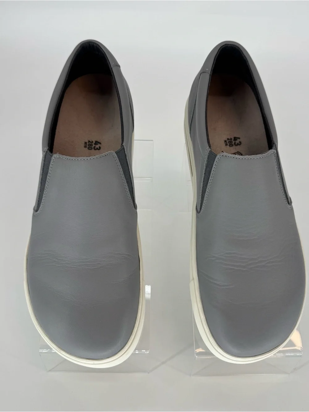 Birkenstock Men's Slip-On Loafer - Gray Leather Size 10.5